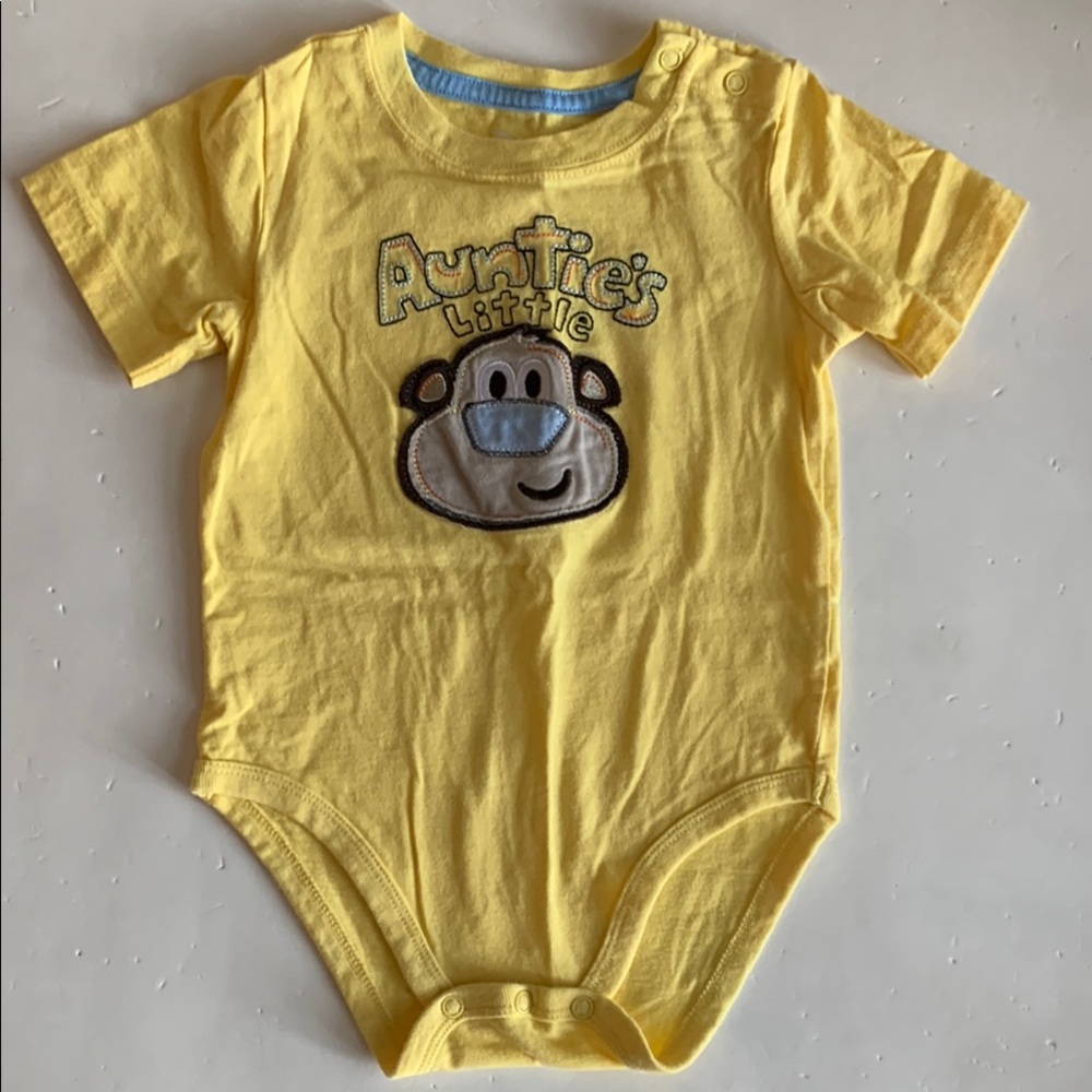 Jumping Beans Cheerful Yellow Onesie Auntie Little Monkey Graphic 18 M